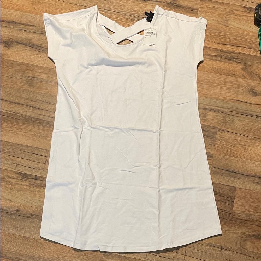 Bobeau White Short Sleeve Women's Dress